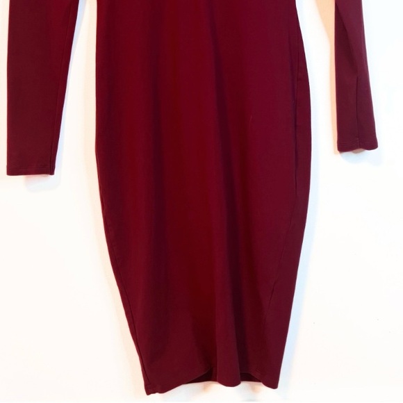 Express V Neck fitted long sleeve maxi Cherry Cola Burgundy dress-XS - Picture 7 of 10